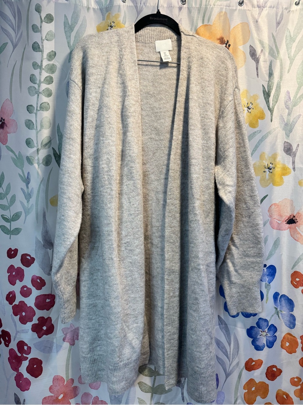 H&M Light Gray Long Open-Front Knit Cardigan